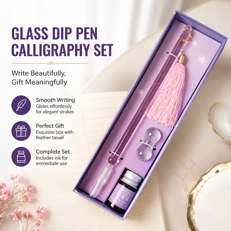 Stationery Supplier - Glas-Dip-Pen-Kalligraphie-Set mit Tinte, handgefertigte Stift-Geschenkbox mit