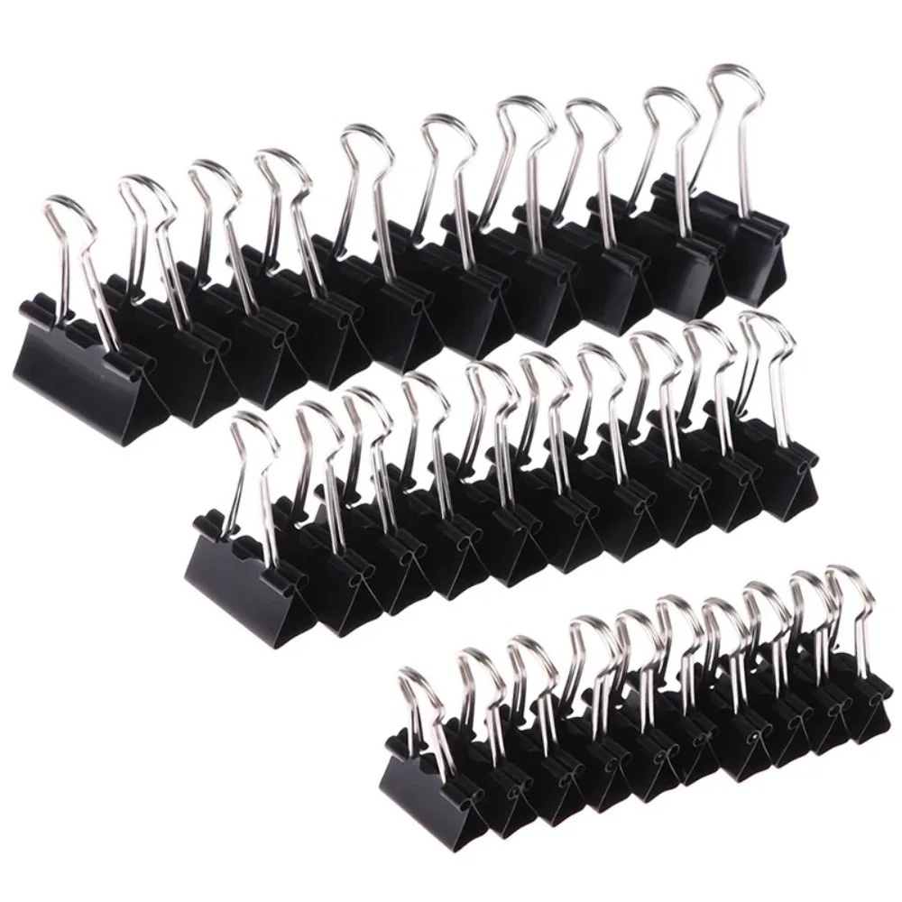 Binder Clip Assorted - 10 Stück Faltbare Metall-Binderklammern, Schwarze Greifklammern